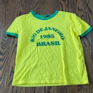 Zara Brasil crop t-shirt size S, yellow and green